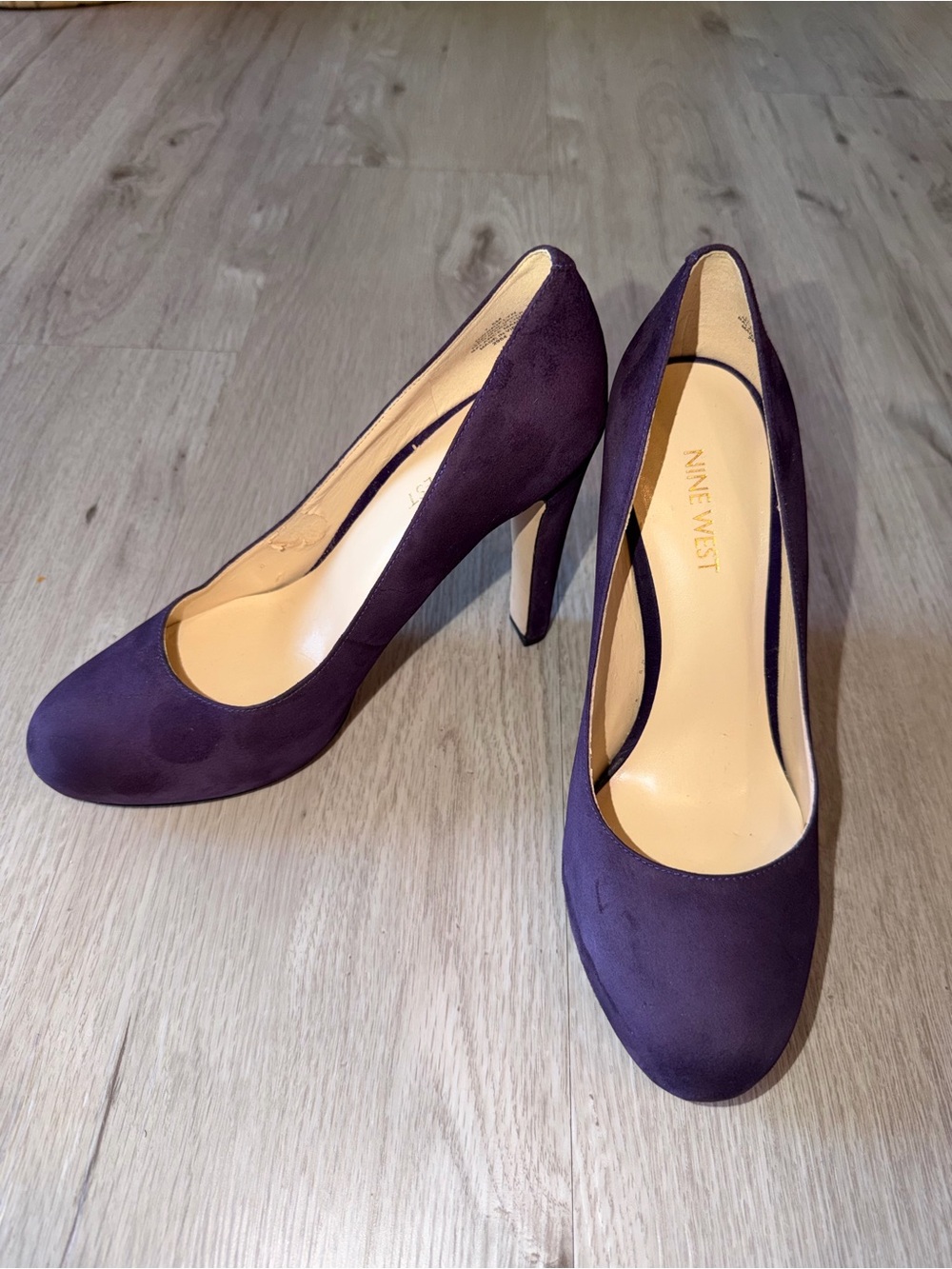 Nine West Purple Suede Round-Toe High Heel Pumps